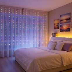 Tenda 2 x h 2 m, 200 Gocce di Luce Dual Color, led bianco caldo e multicolor, cavo trasparente