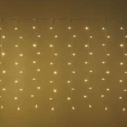 Tenda 2 x h 1 m, 120 led bianco caldo, cavo trasparente, timer