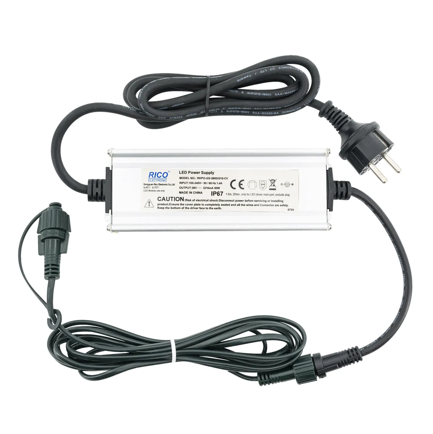 Trasformatore Connect+ fino a 6000 led, 90 Watt, cavo verde