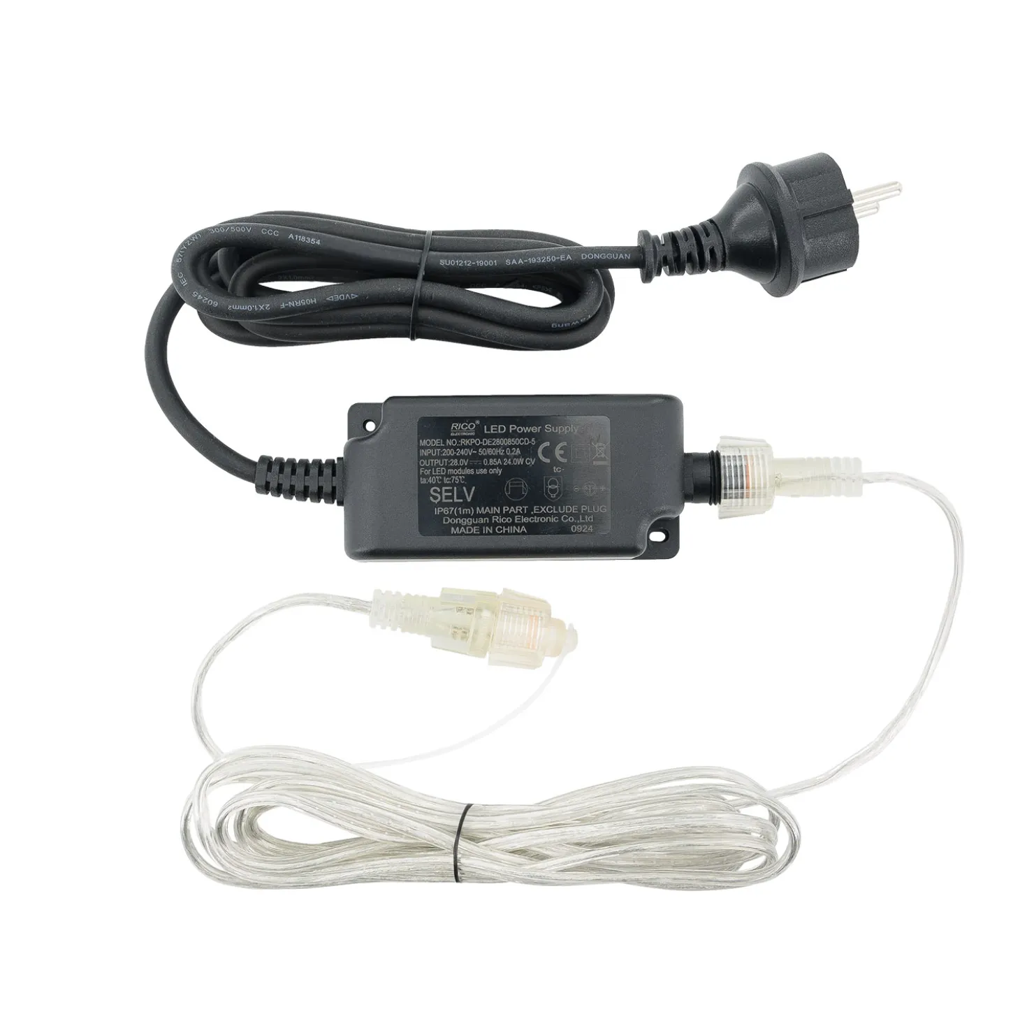 Trasformatore Connect+ fino a 1600 led, 24 Watt, cavo trasparente