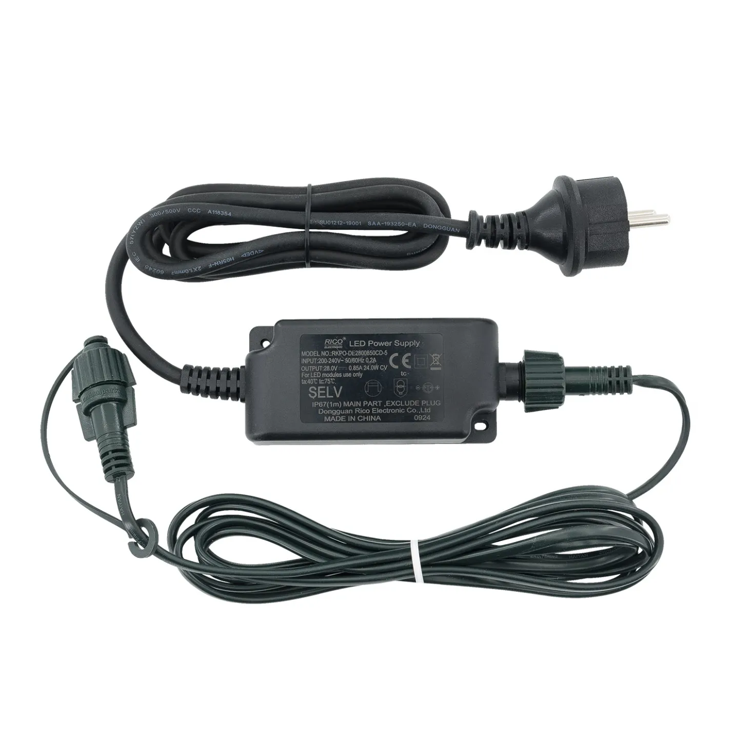 Trasformatore Connect+ fino a 1600 led, 24 watt, cavo verde
