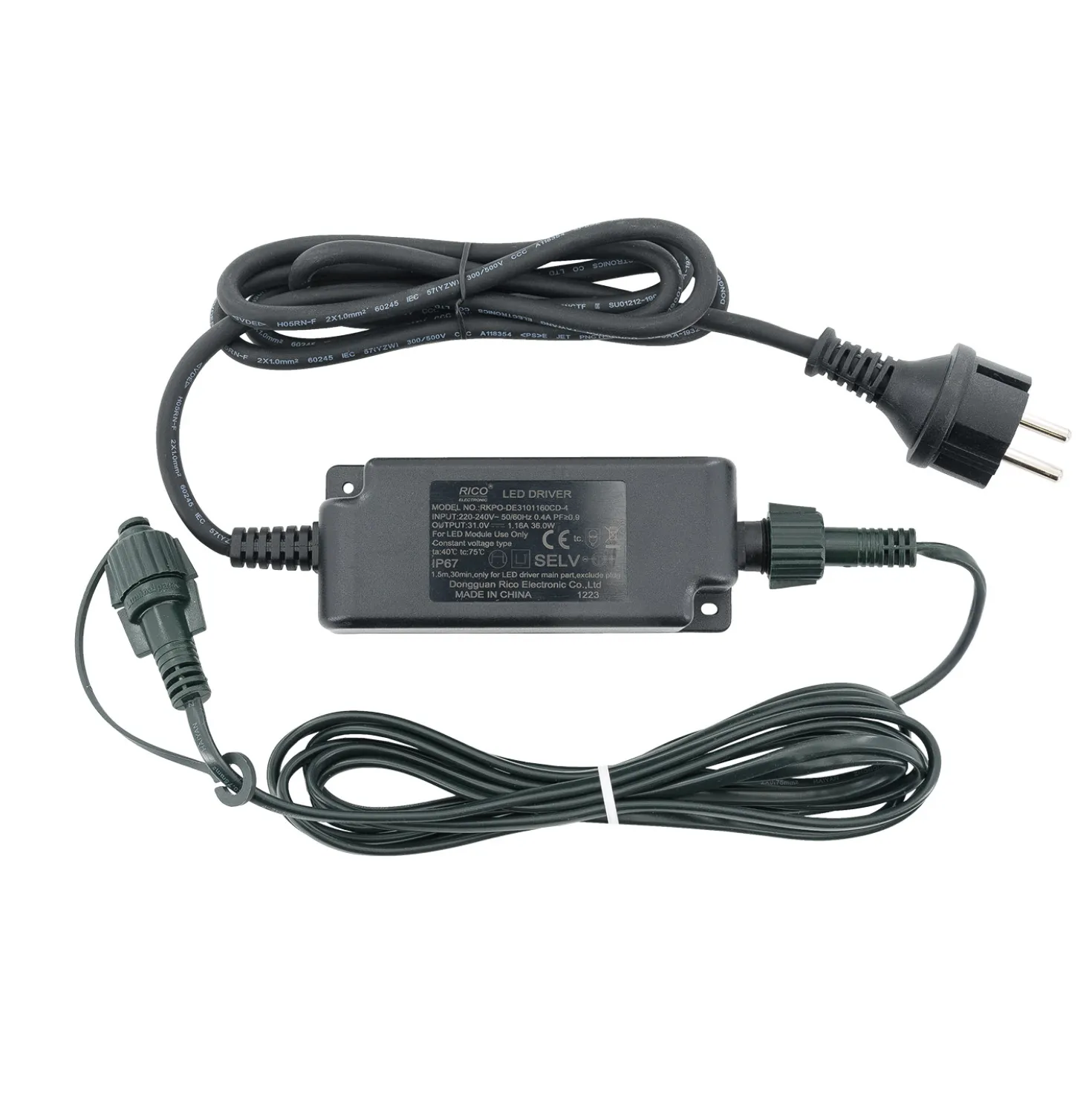 Trasformatore Connect+ fino a 2400 led, 36 Watt, cavo verde