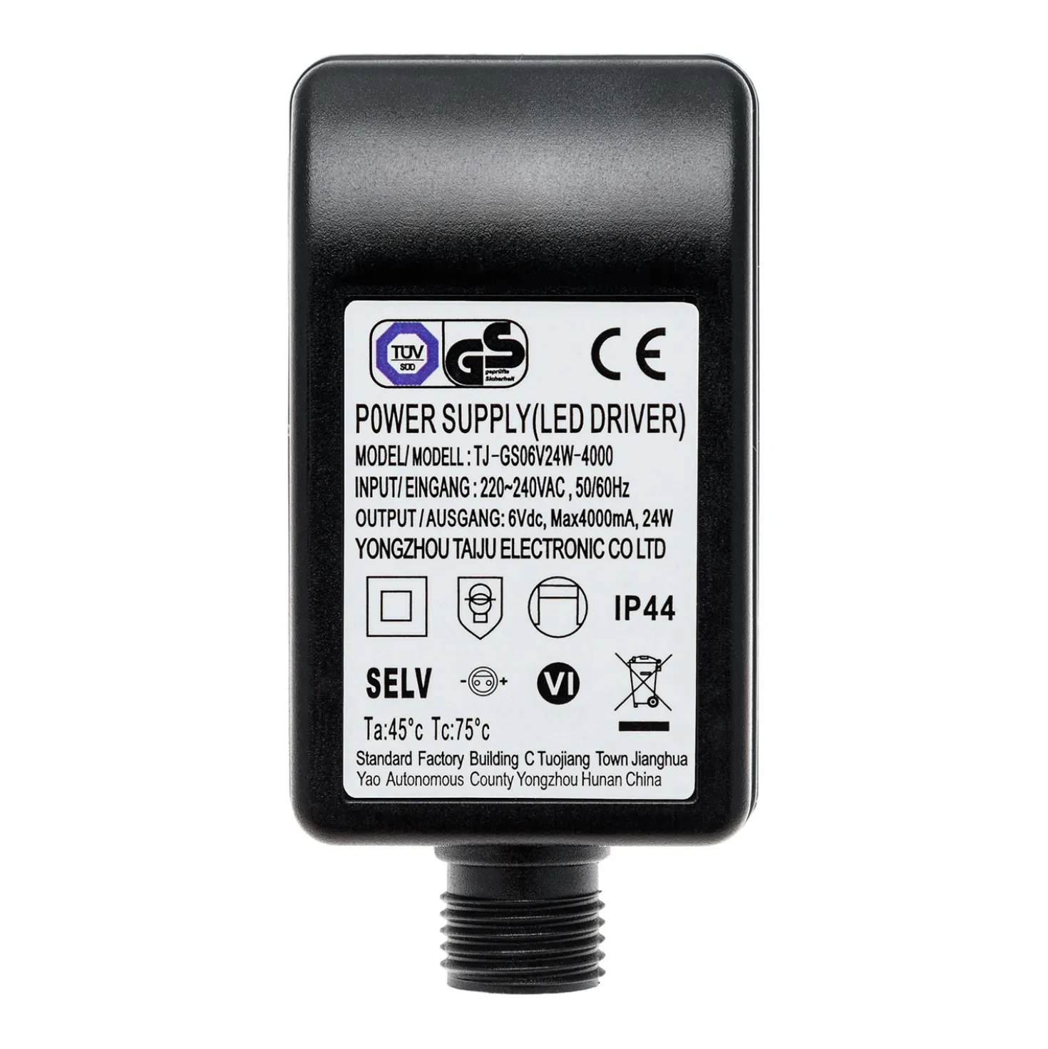 Trasformatore per luci decorative, 6 Volt DC, Max 24 Watt