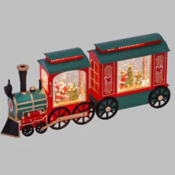 Trenino locomotiva + vagone, glitter scintillanti, h 20 cm, led bianco caldo, musiche natalizie