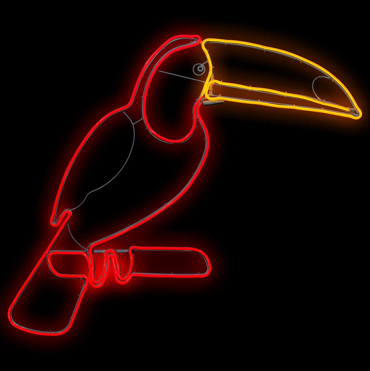 Tucano Rosso in tubo led effetto neon, rosso e arancio