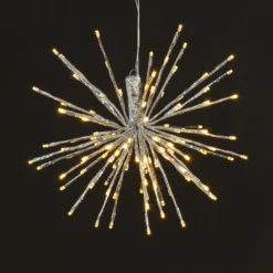 TWIGball argento, h. 40 cm, led bianco caldo