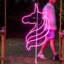 Unicorno in tubo effetto neon, led rosa