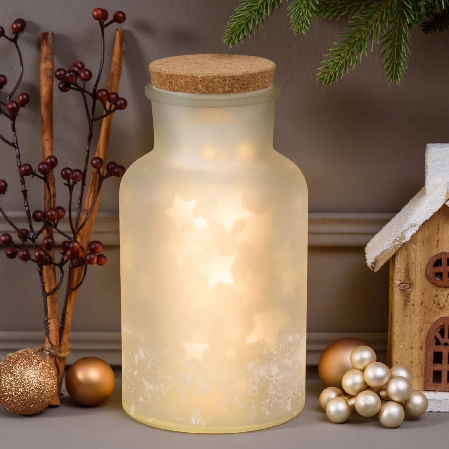 Vaso Cupola Magic con proiezione rotante di stelle, 27 cm, led bianco caldo