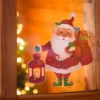 Vetrofania Natalizia a batteria, Babbo Natale con lanterna con timer, 25 cm