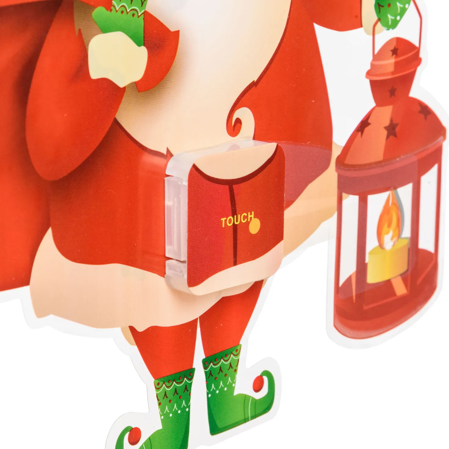 Vetrofania Natalizia a batteria, Babbo Natale con lanterna con timer, 25 cm