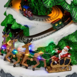 Villaggio di Natale, Albero di Natale con Trenini in movimento, led multicolor