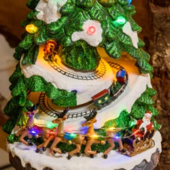 Villaggio di Natale, Albero di Natale con Trenini in movimento, led multicolor