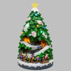 Villaggio di Natale, Albero di Natale con Trenini in movimento, led multicolor