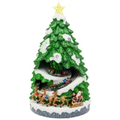 Villaggio di Natale, Albero di Natale con Trenini in movimento, led multicolor