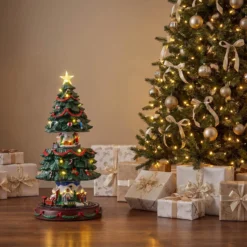 Villaggio di Natale, Albero di Natale saliscendi, h 45 cm, musiche natalizie