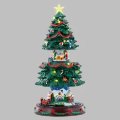 Villaggio di Natale, Albero di Natale saliscendi, h 45 cm, musiche natalizie