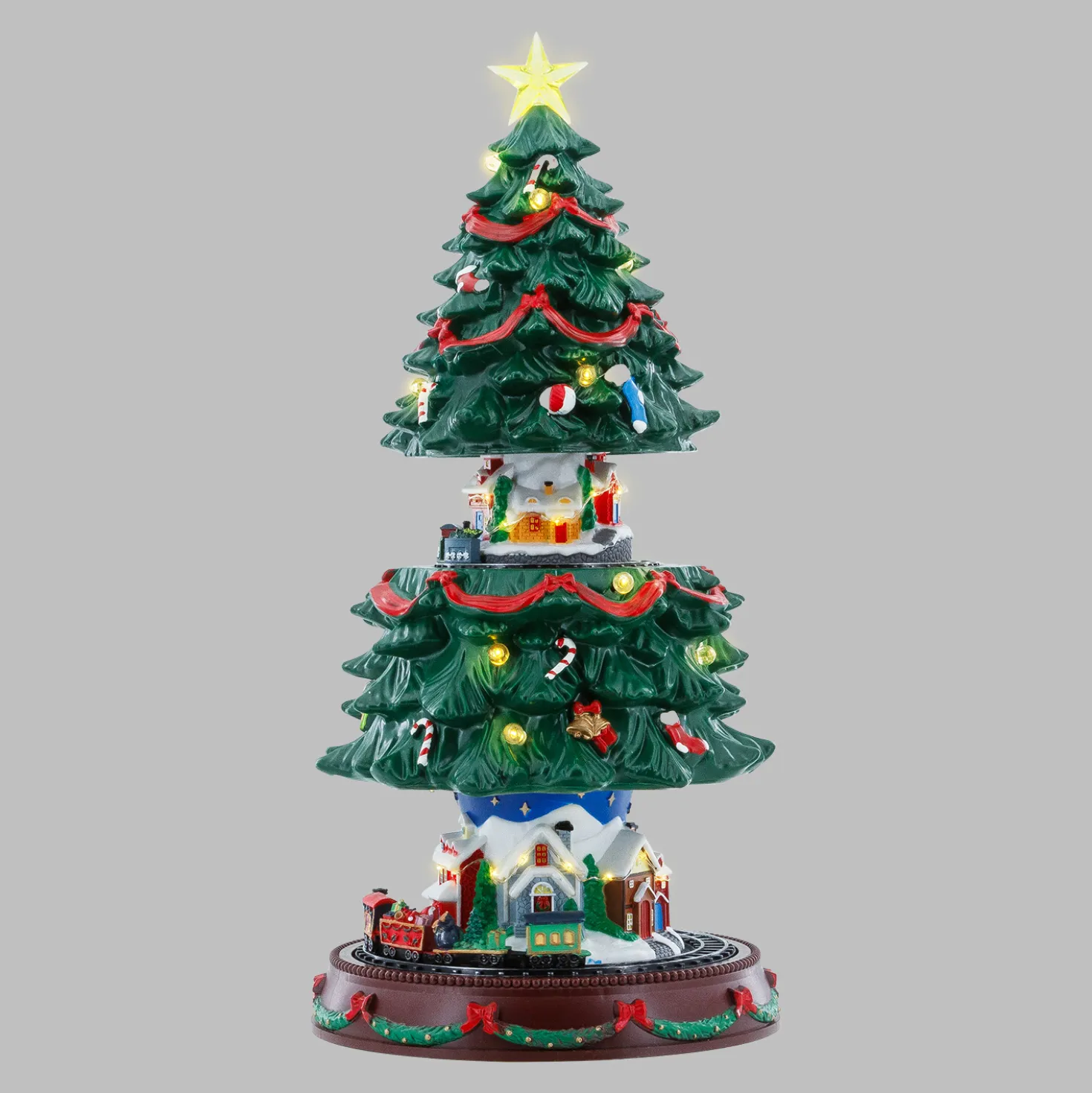 Villaggio di Natale, Albero di Natale saliscendi, h 45 cm, musiche natalizie