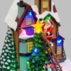 Villaggio di Natale, Albero e Babbo su Scala con Trenino rotante, h 21,5 cm