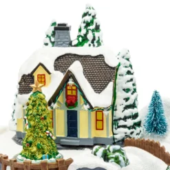 Villaggio di Natale, Albero, Trenino e Pattinatori in movimento, h 25 cm