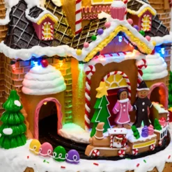 Villaggio di Natale, Candy Village con Trenino in movimento, h 28 cm, musiche natalizie