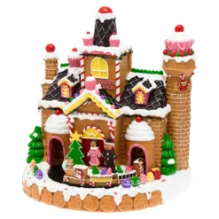 Villaggio di Natale, Candy Village con Trenino in movimento, h 28 cm, musiche natalizie