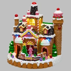 Villaggio di Natale, Candy Village con Trenino in movimento, h 28 cm, musiche natalizie