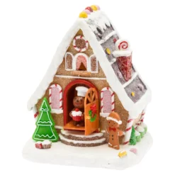 Villaggio di Natale, Casa di Marzapane con porta che si apre e chiude, h 18 cm, musiche natalizie
