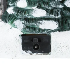 Villaggio di Natale, Casa innevata nel Bosco con Pupazzo di Neve rotante, h 20 cm, musiche natalizie