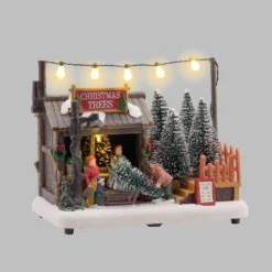 Villaggio di Natale, Christmas Tree Shop, h 14 cm, led bianco caldo