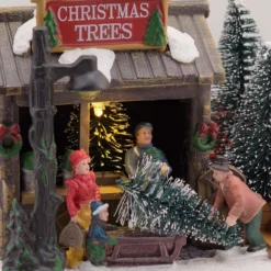 Villaggio di Natale, Christmas Tree Shop, h 14 cm, led bianco caldo