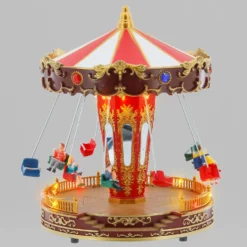 Villaggio di Natale, Giostra Luna Park, h 27 cm, musiche natalizie