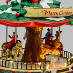 Villaggio di Natale, Giostra natalizia in movimento, h. 26 cm, led multicolor