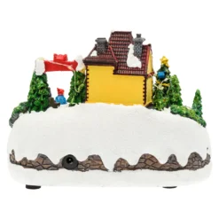 Villaggio di Natale in Polyresina, Pattinatore e Albero Natale con Bambini rotanti, h 15 cm