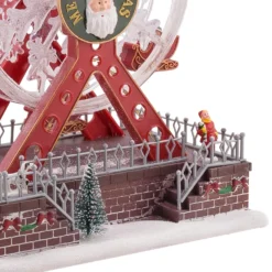 Villaggio di Natale, Ruota Panoramica con movimento rotante, h 28 cm, musiche natalizie