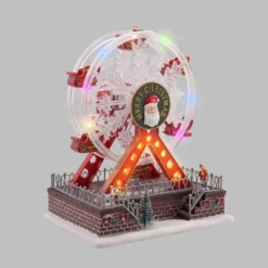 Villaggio di Natale, Ruota Panoramica con movimento rotante, h 28 cm, musiche natalizie