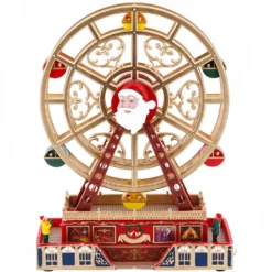 Villaggio di Natale, Ruota Panoramica Babbo Natale, h 36 cm, musiche natalizie