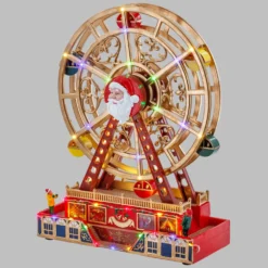 Villaggio di Natale, Ruota Panoramica Babbo Natale, h 36 cm, musiche natalizie