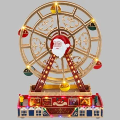 Villaggio di Natale, Ruota Panoramica Babbo Natale, h 36 cm, musiche natalizie