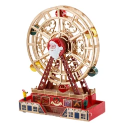 Villaggio di Natale, Ruota Panoramica Babbo Natale, h 36 cm, musiche natalizie