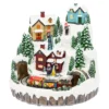 Villaggio innevato di Natale e Trenino con movimento rotante, h 22 cm, musiche natalizie