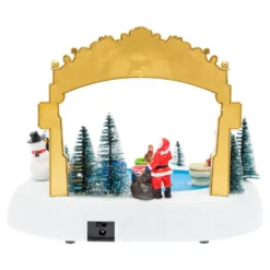 Villagio di Natale con Paesaggio Innevato Luna Park con Tazze rotanti in movimento, h 20 cm, musiche natalizie