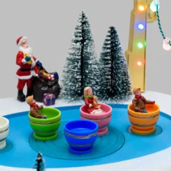 Villagio di Natale con Paesaggio Innevato Luna Park con Tazze rotanti in movimento, h 20 cm, musiche natalizie